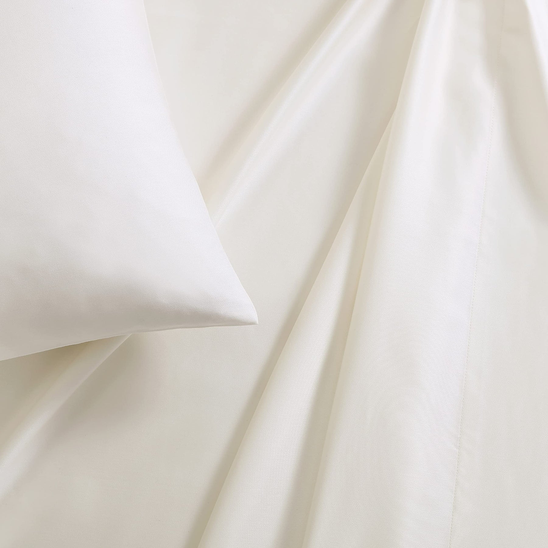 Vera Wang - 4 Pieces, Queen Sheet Set, Luxury Sateen Cotton Bedding, 800 Thread Count, Soft & Smooth Home Decor (Ivory, Queen)