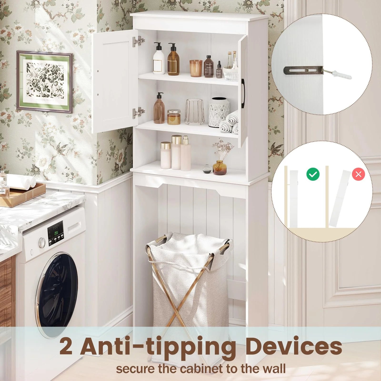 Tangkula Over Toilet Space Saver Bathroom Organizer with Storage Cabinet