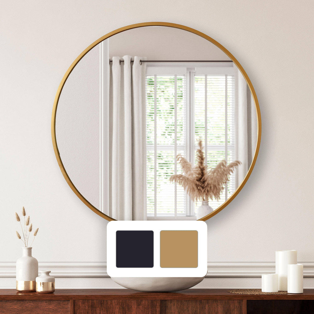 Jill Zarin 36' Elegant Round Metal Wall Mirror, Brass