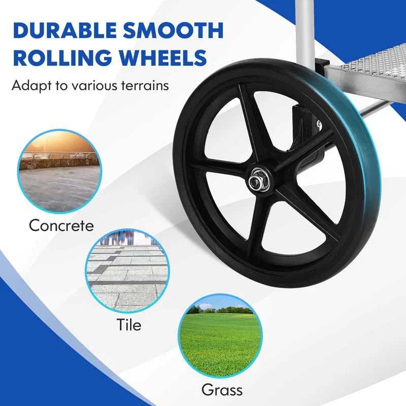 330LBS Foldable Jumbo Shopping Cart w/ 360° Rolling Swivel Wheels & Double Basket, Heavy Duty Folding Utility Cart for Grocery Laundry Luggage